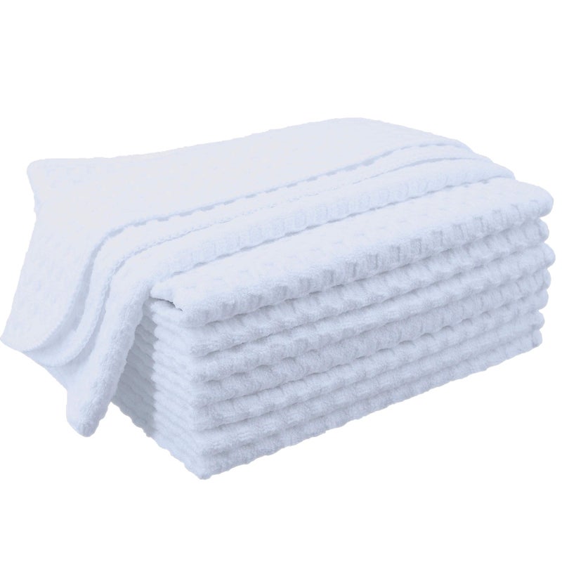 POLYTE Ultra Premium Microfiber Kitchen Dish Cloth Waffle Weave, 8 Pack (12x12 in, White) - Image 1